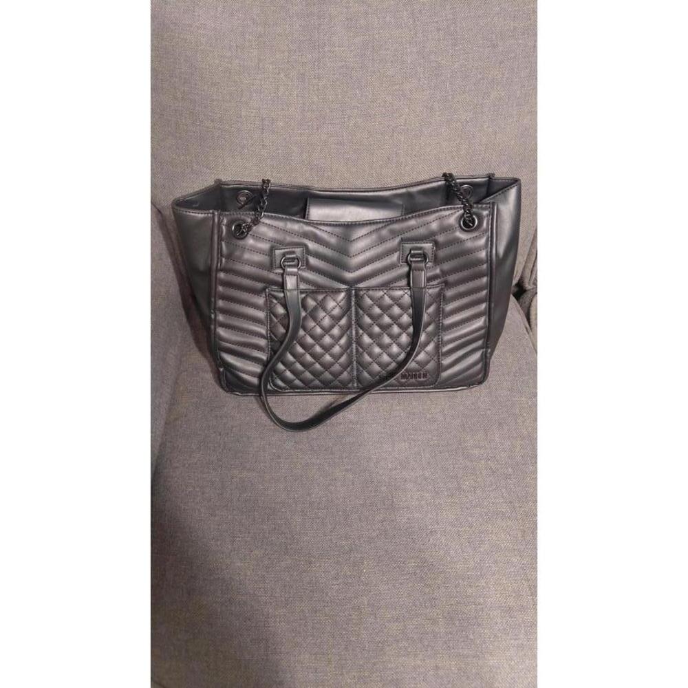 Steve Madden Black Quilted Tote Bag with Chain and Leather Straps